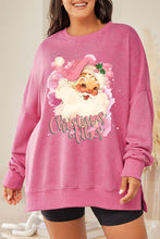 Load image into Gallery viewer, Plus Size Santa Graphic Round Neck Long Sleeve Slit Sweatshirt
