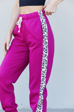 Load image into Gallery viewer, Zenana Animal Lover Full Size Leopard Panel Joggers in Magenta
