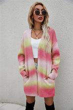 Load image into Gallery viewer, Multicolored Gradient Open Front Longline Cardigan
