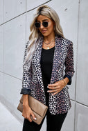 Leopard Print Open Front Blazer