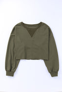 Raw Hem Dropped Shoulder Cropped Sweatshirt