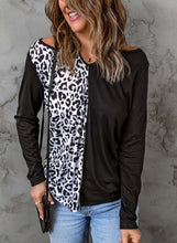 Load image into Gallery viewer, Leopard Color Block Crisscross Back Cold-Shoulder Top
