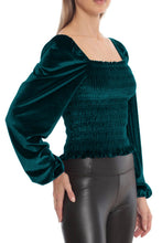 Load image into Gallery viewer, Smocked Square Neck Long Sleeve Blouse
