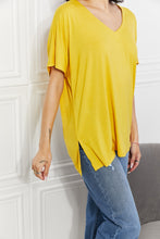 Load image into Gallery viewer, Yelete Full Size V-Neck Side Slit Tee
