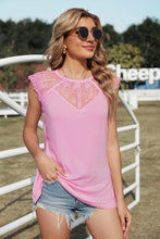 Load image into Gallery viewer, Lace Yoke Round Neck Tank
