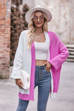 Load image into Gallery viewer, Contrast Open Front Dropped Shoulder Longline Cardigan
