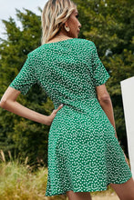 Load image into Gallery viewer, Printed Front Tie Regular Sleeve V-Neck Dress
