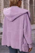 Load image into Gallery viewer, Open Front Hooded Teddy Jacket with Pockets
