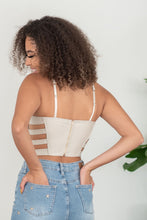 Load image into Gallery viewer, SHOPIRISBASIC Ready to Go Faux Leather Strappy Bustier Crop Top in Oyster
