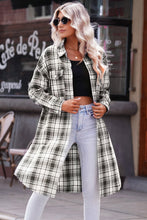 Load image into Gallery viewer, Plaid Button-Up Longline Shacket with Breast Pockets
