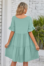 Load image into Gallery viewer, V-Neck Flounce Sleeve Tiered Dress

