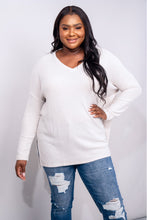 Load image into Gallery viewer, Zenana Full Size Side Slit Drop Shoulder Waffle-Knit Top in Bone
