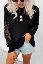 Load image into Gallery viewer, Spliced Lace Crochet Sleeve Sweater
