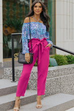 Load image into Gallery viewer, Belted Paperbag Waist Straight Leg Pants with Pockets
