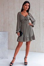 Load image into Gallery viewer, Smocked Long Flounce Sleeve Ruffle Hem Dress
