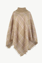 Load image into Gallery viewer, Plaid Turtleneck Fringe Detail Poncho
