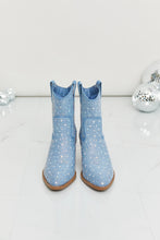 Load image into Gallery viewer, Forever Link Rhinestone Cowboy Booties in Blue Denim
