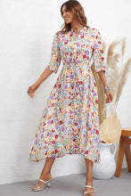 Load image into Gallery viewer, Floral Notched Neck Half Sleeve Dress
