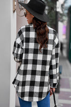 Load image into Gallery viewer, Plaid Curved Hem Dropped Shoulder Longline Shirt Jacket
