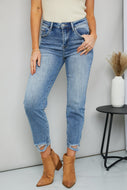 DIBS 1053 RISEN Full Size Distressed Cropped Jeans with Pockets