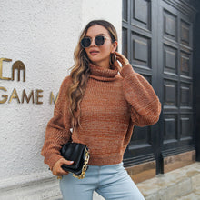 Load image into Gallery viewer, Heathered Balloon Sleeve Turtleneck Sweater
