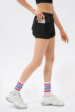 Load image into Gallery viewer, Faux Layered Elastic Waist Pocket Active Shorts
