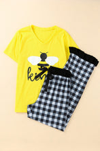 Load image into Gallery viewer, Graphic Tee and Plaid Pants Lounge Set
