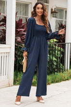 Load image into Gallery viewer, Smocked Long Flounce Sleeve Square Neck Jumpsuit
