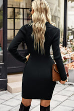 Load image into Gallery viewer, Quarter Button Rib-Knit Sweater Dress
