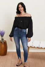 Load image into Gallery viewer, HYFVE Never Too Chic Off-Shoulder Button Front Crop Top
