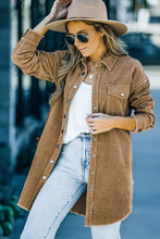Load image into Gallery viewer, Corduroy Button Down Longline Shirt Jacket

