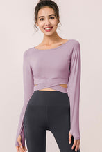 Load image into Gallery viewer, Crisscross Raglan Sleeve Cropped Yoga Top
