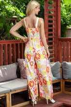Load image into Gallery viewer, Floral Square Neck Smocked Wide Leg Jumpsuit
