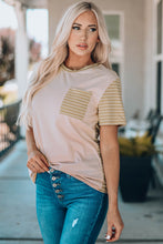 Load image into Gallery viewer, Striped Contrast T-Shirt with Breast Pocket
