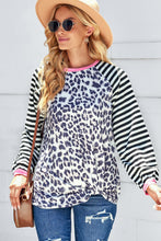 Load image into Gallery viewer, Leopard Striped Baseball Sleeve Top
