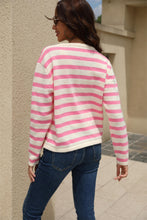 Load image into Gallery viewer, Striped Button Down Round Neck Cardigan
