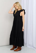 Load image into Gallery viewer, Zenana Flutter Sleeve Tiered Dress in Black
