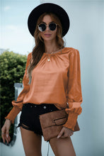 Load image into Gallery viewer, Ruched Round Neck Keyhole Back Blouse
