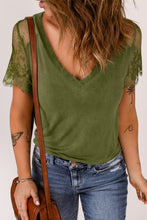 Load image into Gallery viewer, Spliced Lace V-Neck Tee Shirt
