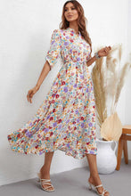Load image into Gallery viewer, Floral Notched Neck Half Sleeve Dress
