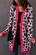 Load image into Gallery viewer, Leopard Contrast Trim Open Front Longline Cardigan
