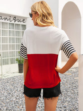 Load image into Gallery viewer, Striped Color Block Round Neck Tee
