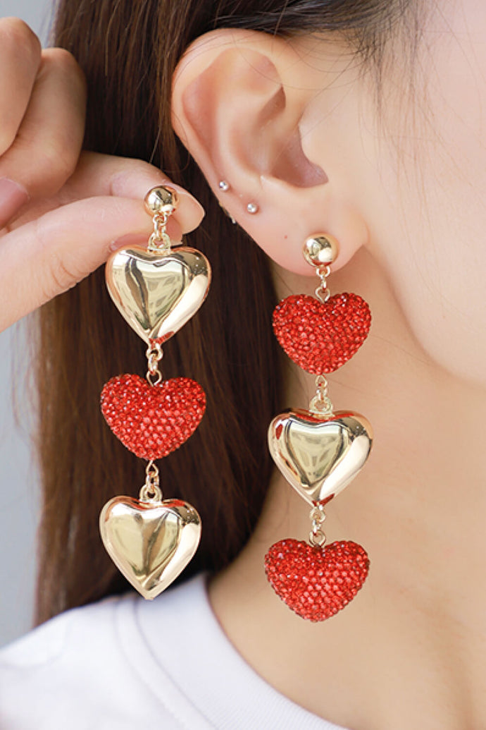 Heart Rhinestone Drop Earrings