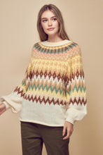 Load image into Gallery viewer, Petal Dew Multicolored Rolled Hem Balloon Sleeve Sweater
