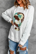 Load image into Gallery viewer, Skull Graphic Drop Shoulder Sweater
