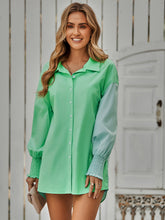 Load image into Gallery viewer, Contrast Lantern Sleeve Shirt
