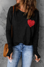 Load image into Gallery viewer, Sequin Heart Graphic Long Sleeve Top
