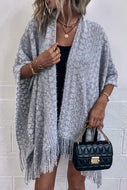 Fringe Hem Open Front Poncho