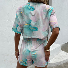 Load image into Gallery viewer, Printed Round Neck Dropped Shoulder Half Sleeve Top and Shorts Set
