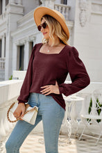 Load image into Gallery viewer, Waffle-Knit Puff Sleeve Square Neck Top
